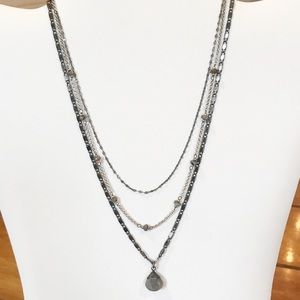 Graphite tone 3 layer Necklace